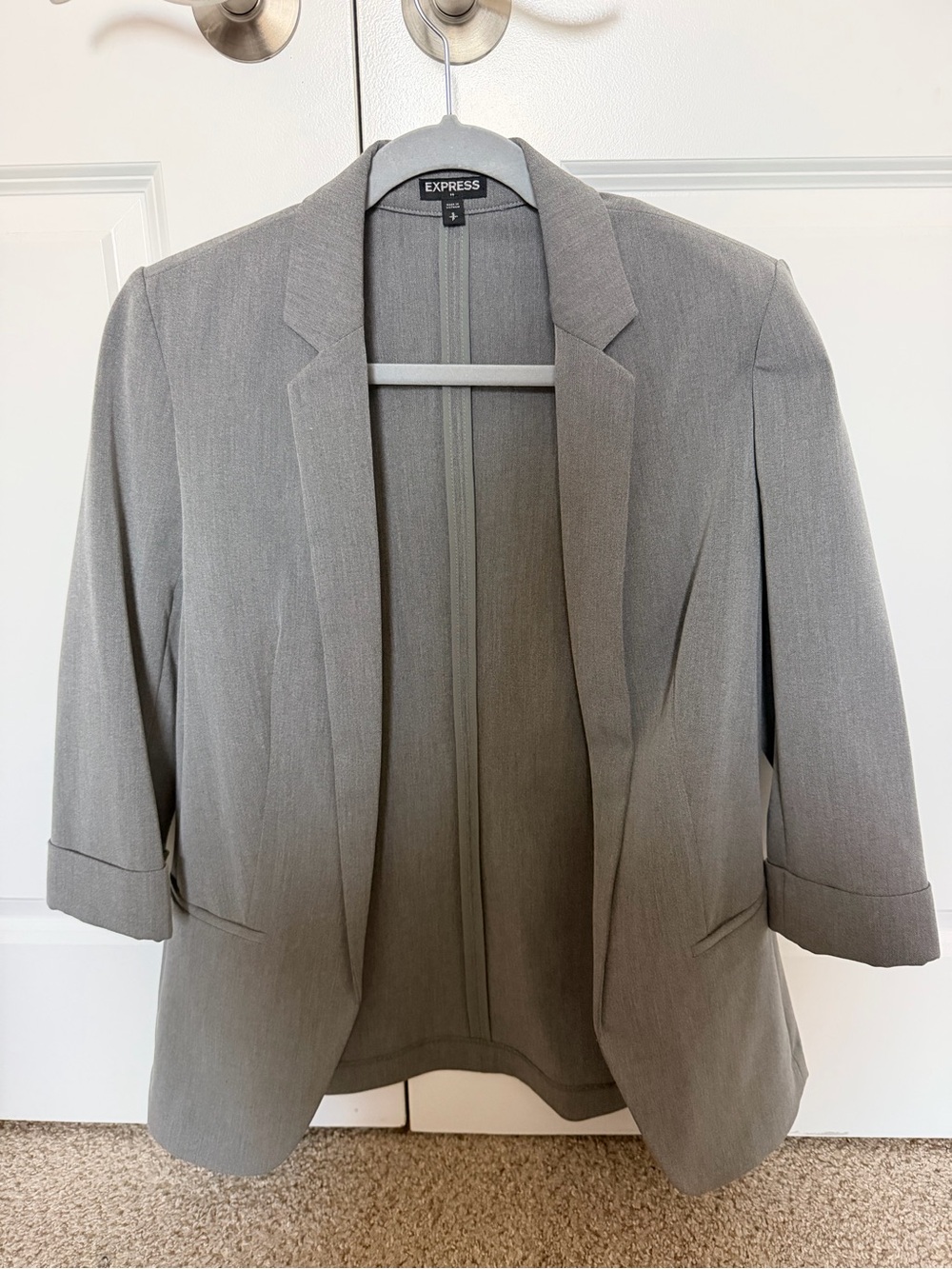 Express Women's Light Gray Open-Front Blazer